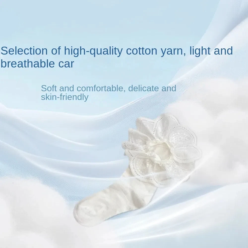 Casual Ballet Style Ruffle Socks Mid Tube White Embroidered Women Hosiery Lace Jacquard JK Cotton Socks Lady
