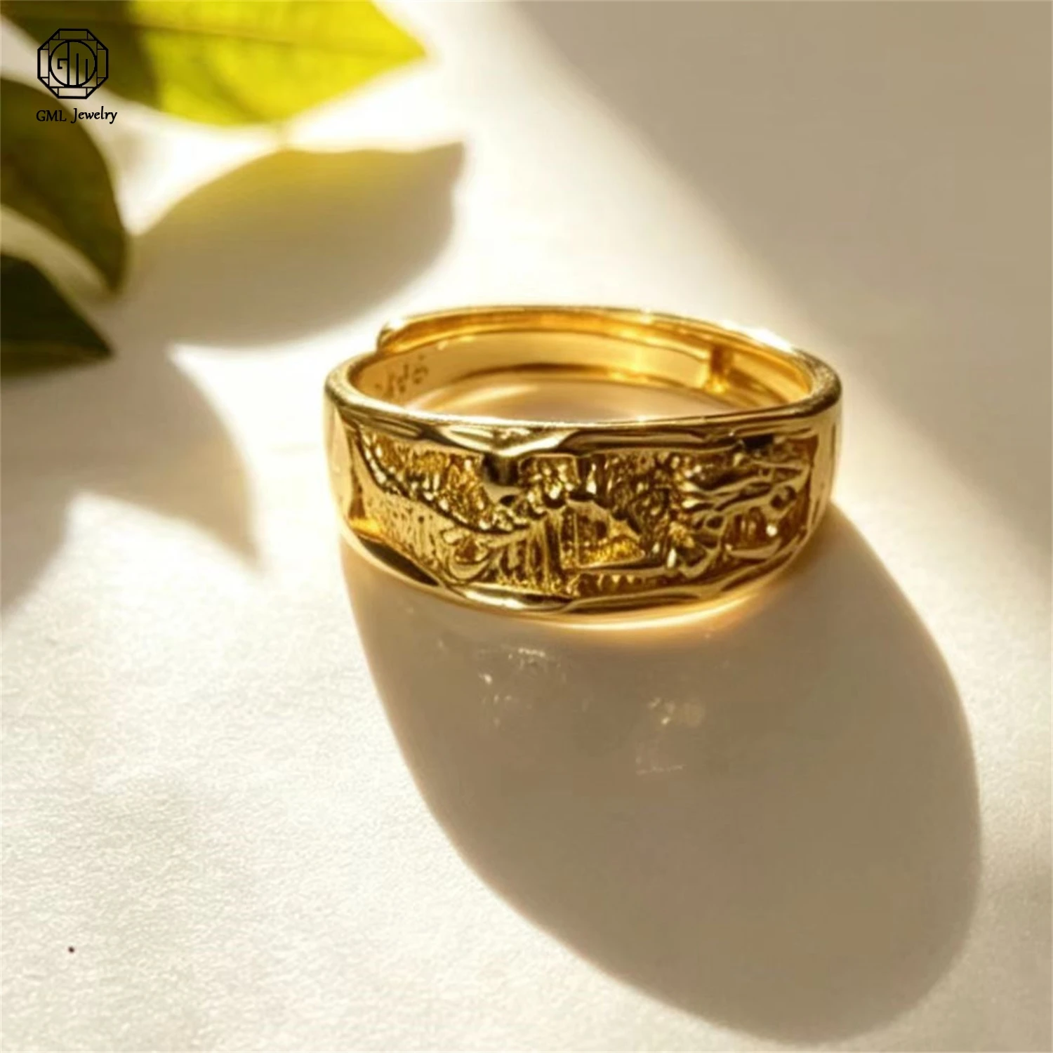 Sand Gold Adjustable Ring Matte Wide Band Openable Fade Resistant Unisex Couple Jewelry Solid Minimalist Gift Image 12