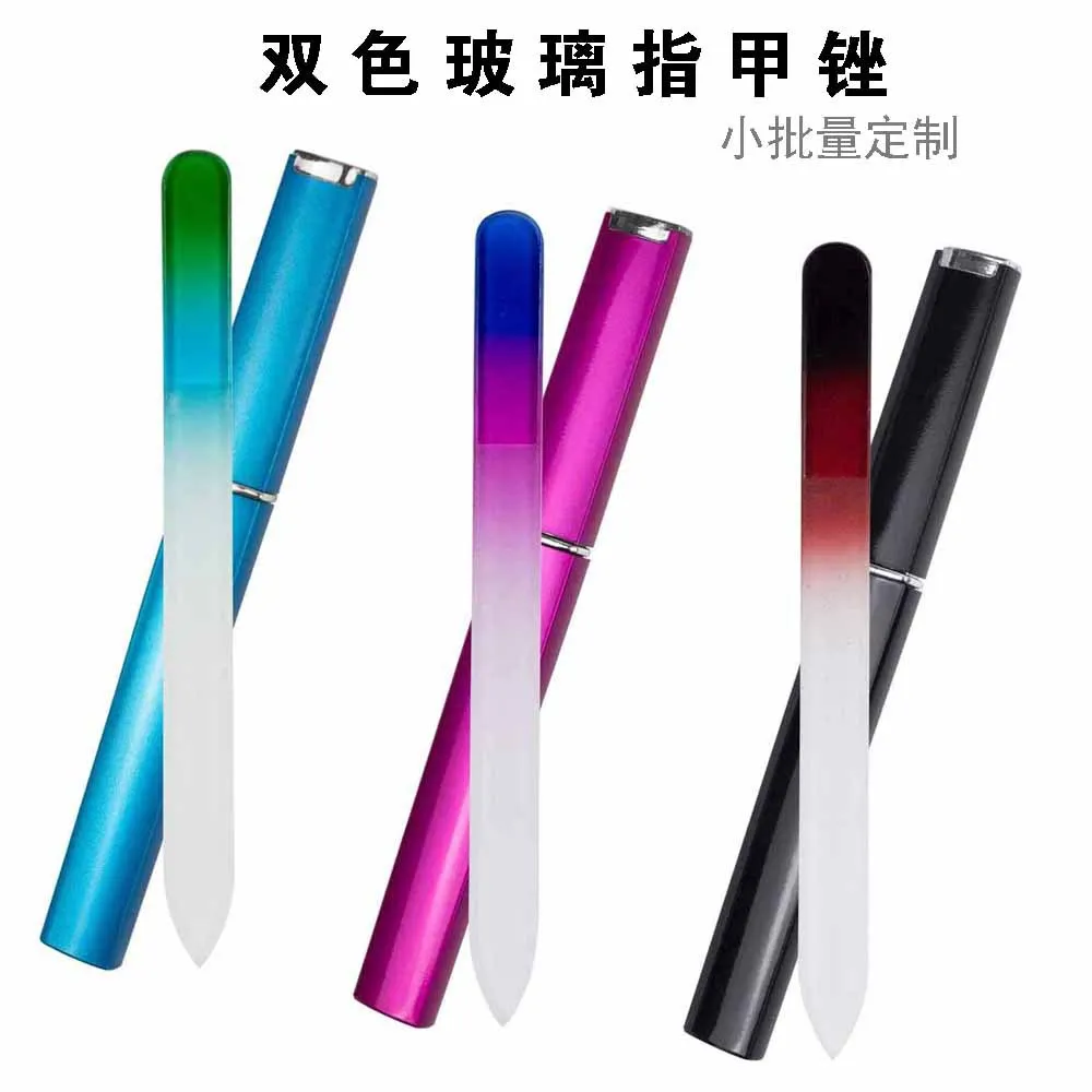 1pcs Professional Crystal Glass Nail Files Durable Gradient Double Sided Nail Art Buffer Files With Cases Salon Beauty Tools