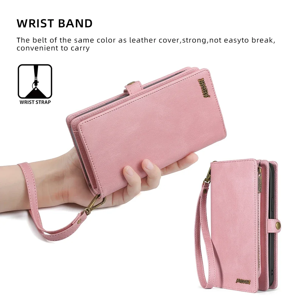 Wallet PU Leather Phone Case Cover For iPhone 16 15 Pro Max iPhone 16 15 Plus with Card Slots Zipper Wallet Design Phone Cover