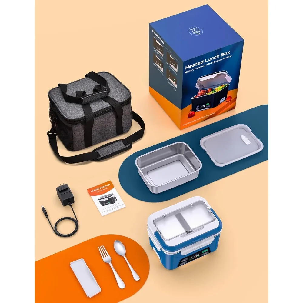 Cordless Electric Lunch Box with Auto Heat, 5.5 Cup Capacity, Removable Divider for Portable Food Warming