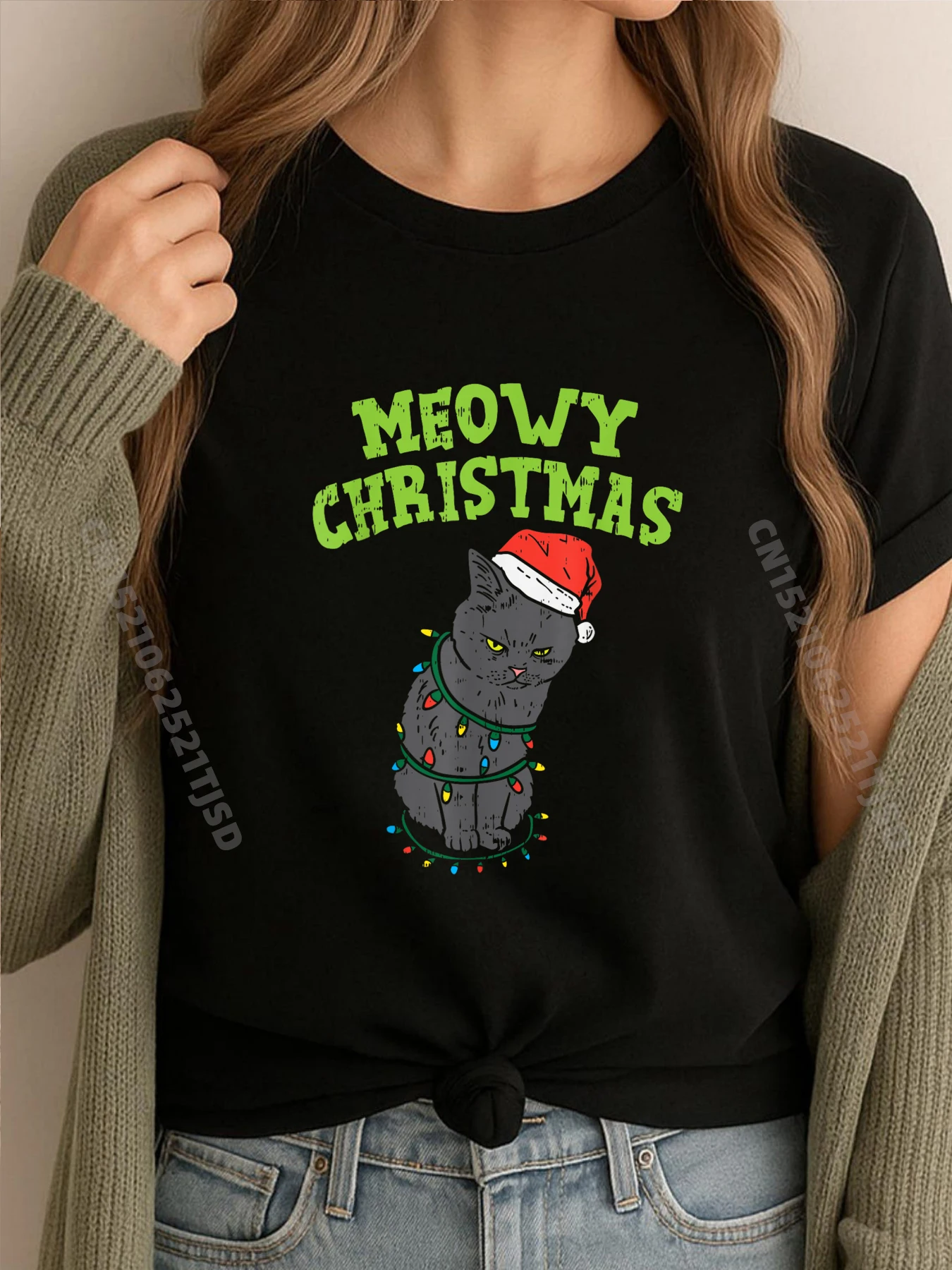 

Meowy Catmas Black Cat Christmas Xmas Cat Owner Pj Wholesale Tshirts 100 Pcs Oversize Man Alphabet