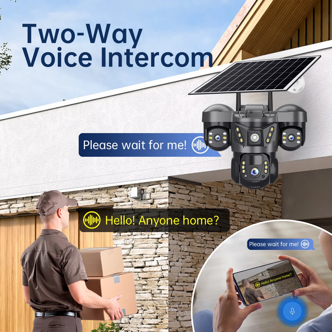 15MP ثلاثة عدسة الشمسية 4G كاميرا متحركة في الهواء الطلق PIR كشف الإنسان IP66 مقاوم للماء فيديو الأمن كاميرات IP مراقبة البطارية