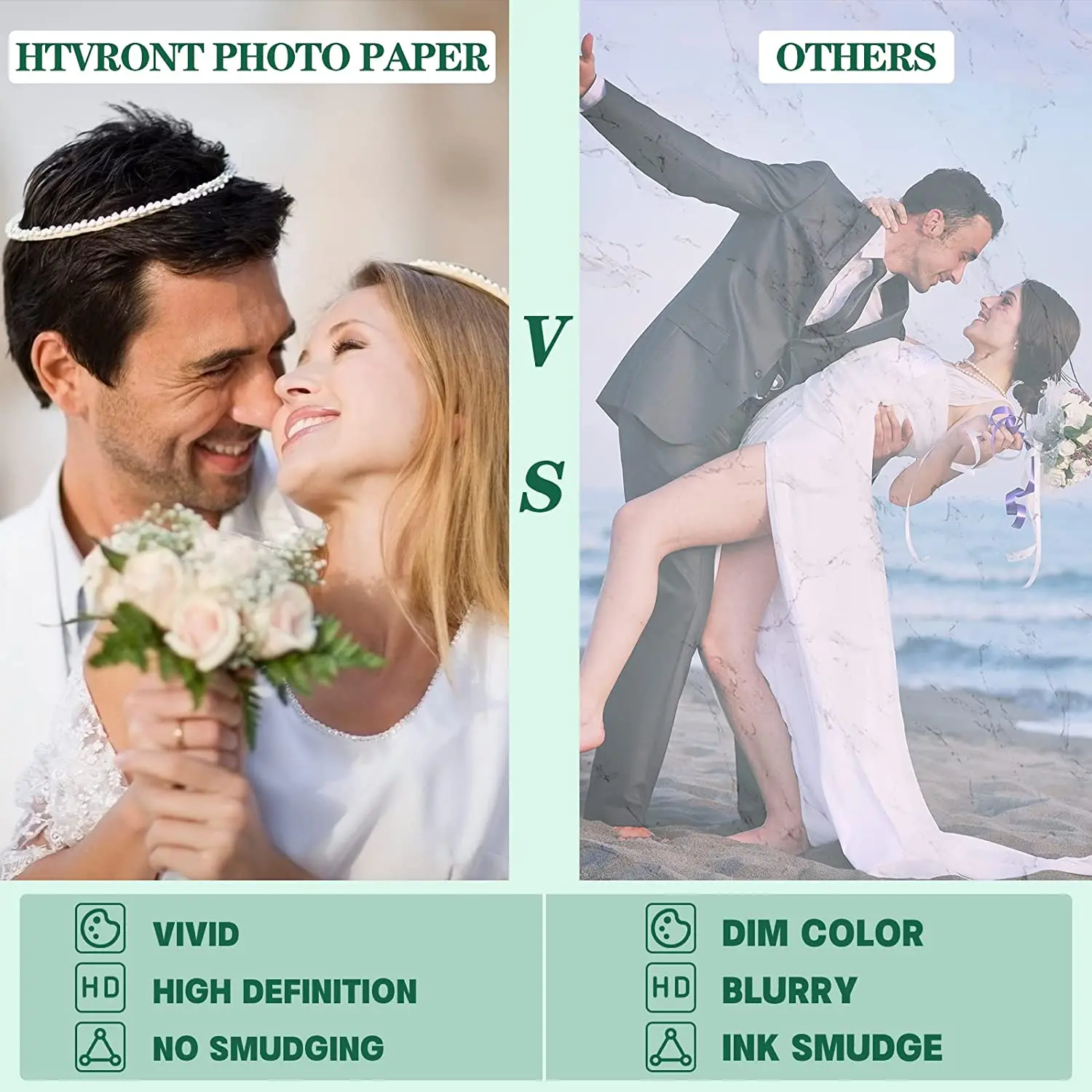 HTVRONT Glossy Inkjet Printer Photo Paper, Instant Dry Ink Fotos Paper, Pacotes Chip, 100 Folhas, 8.5X 11 Polegada, 135Gsm