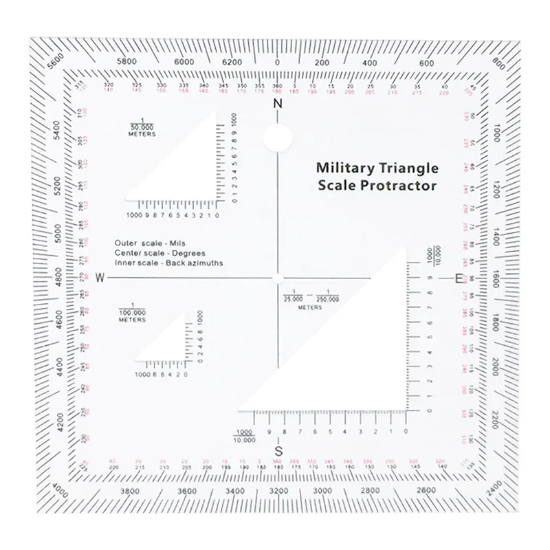 Escala de coordenadas a92p, prático, transparente, mapa topográfico, navegação, transferidor militar
