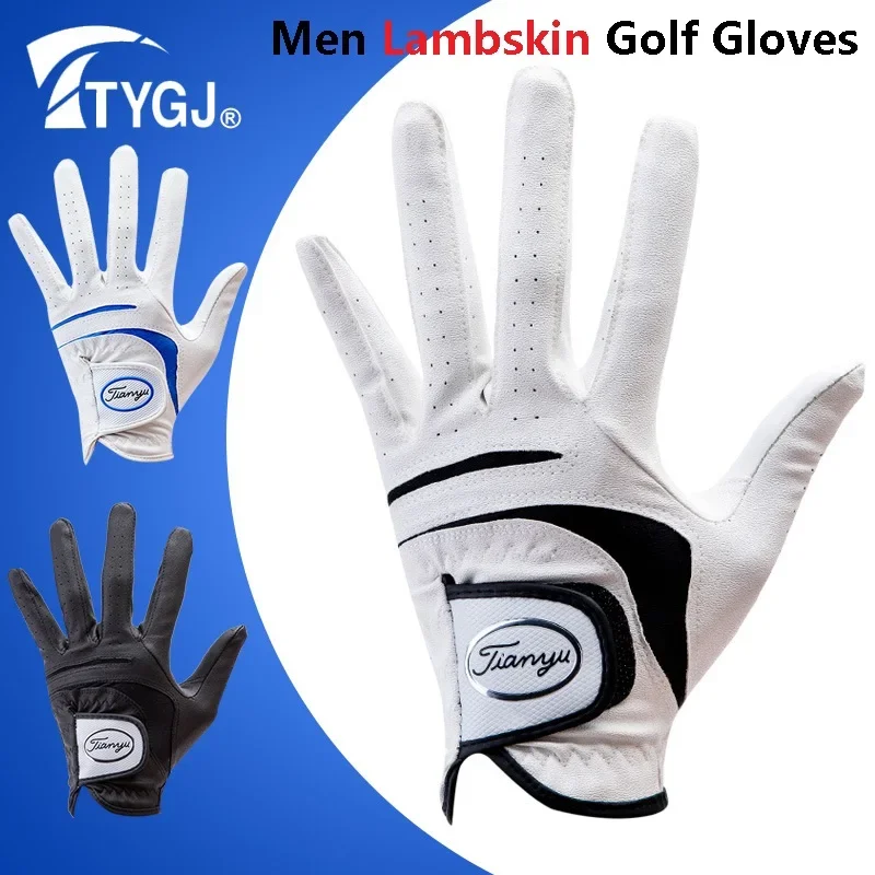 TTYGJ 1 Pcs Men Left Hand Anti-slip Golf Gloves Male Breathable Lambskin Golf Mittens Men Elastic Lycra Anti-sweat Sport Mittens