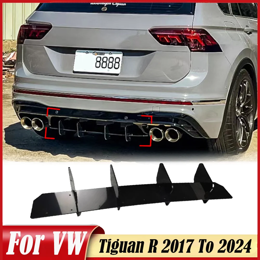 

For Volkswagen Tiguan 2017-2024 Tiguan Rline Car Rear Bumper Spoiler Lower Lip Plate Protect Diffuser Splitter Body Exterior Kit