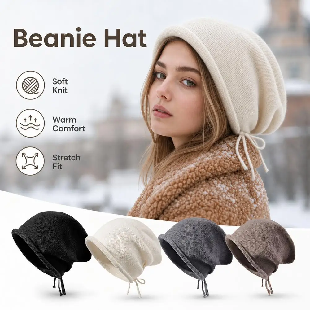 Women's Pile Pile Hat Velvet Knit Japanese Retro Face Enhancing Small Toe Cap Versatile Bare Face Tata Hat for Confinement