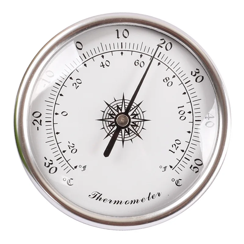 72Mm Thermometer Hygrometer, Aluminum Alloy Piano Case Moisturizing Box Silver Mechanical Thermometer