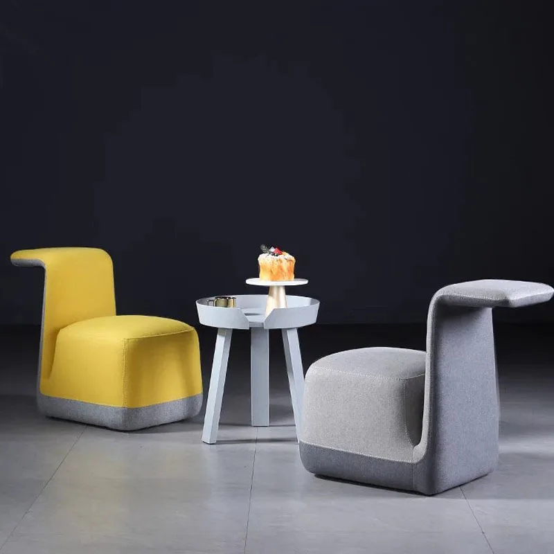 Nordic single sofa chair, creative chair for relaxation area, fabric back chair, reception living room lazy