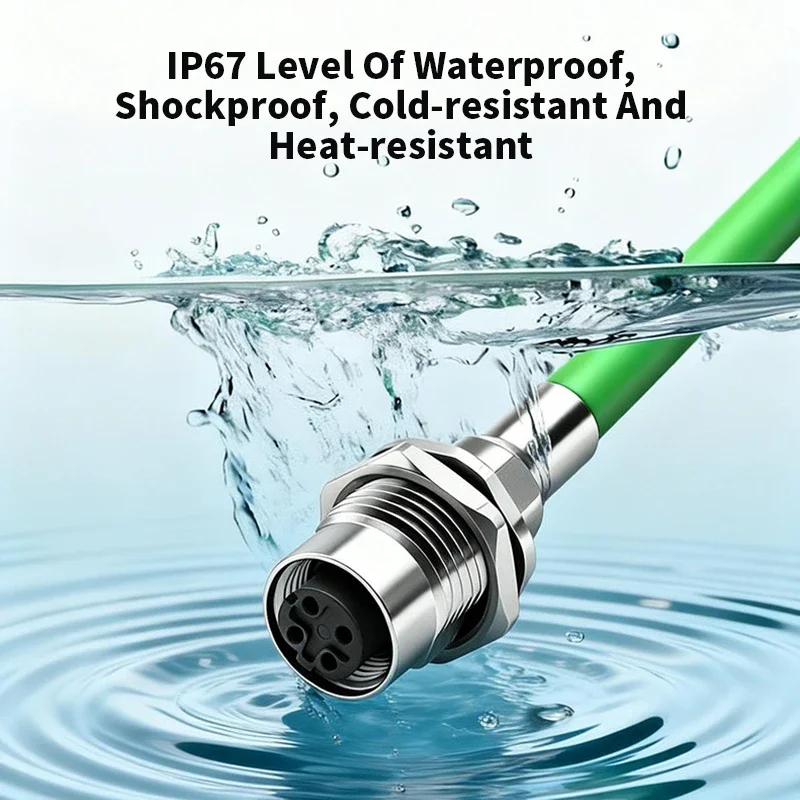 M12 Panel Mount Socket to RJ45 Cable A Code D Code X Code Bulkhead Male Female Industrial Ethernet IP67 Shielded 4Pin 8Pin Cat6