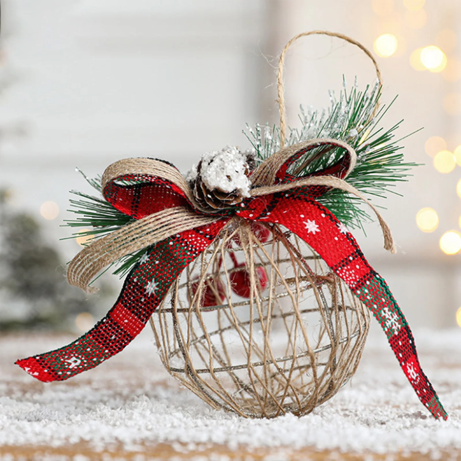 クリスマス、吊り下げ装飾、鉄素材、クリスマスツリーの装飾、ギフト、1個用の中空ボール装飾品