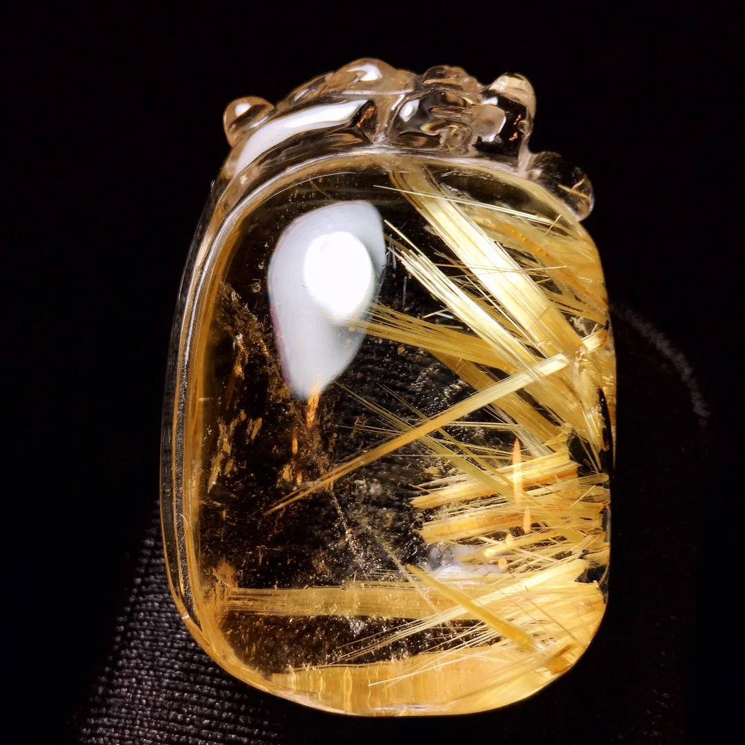 Natural Gold Rutilated Quartz Pendant Rutilated Jewelry 35*24*12mm Men Women Brazil AAAAAAA