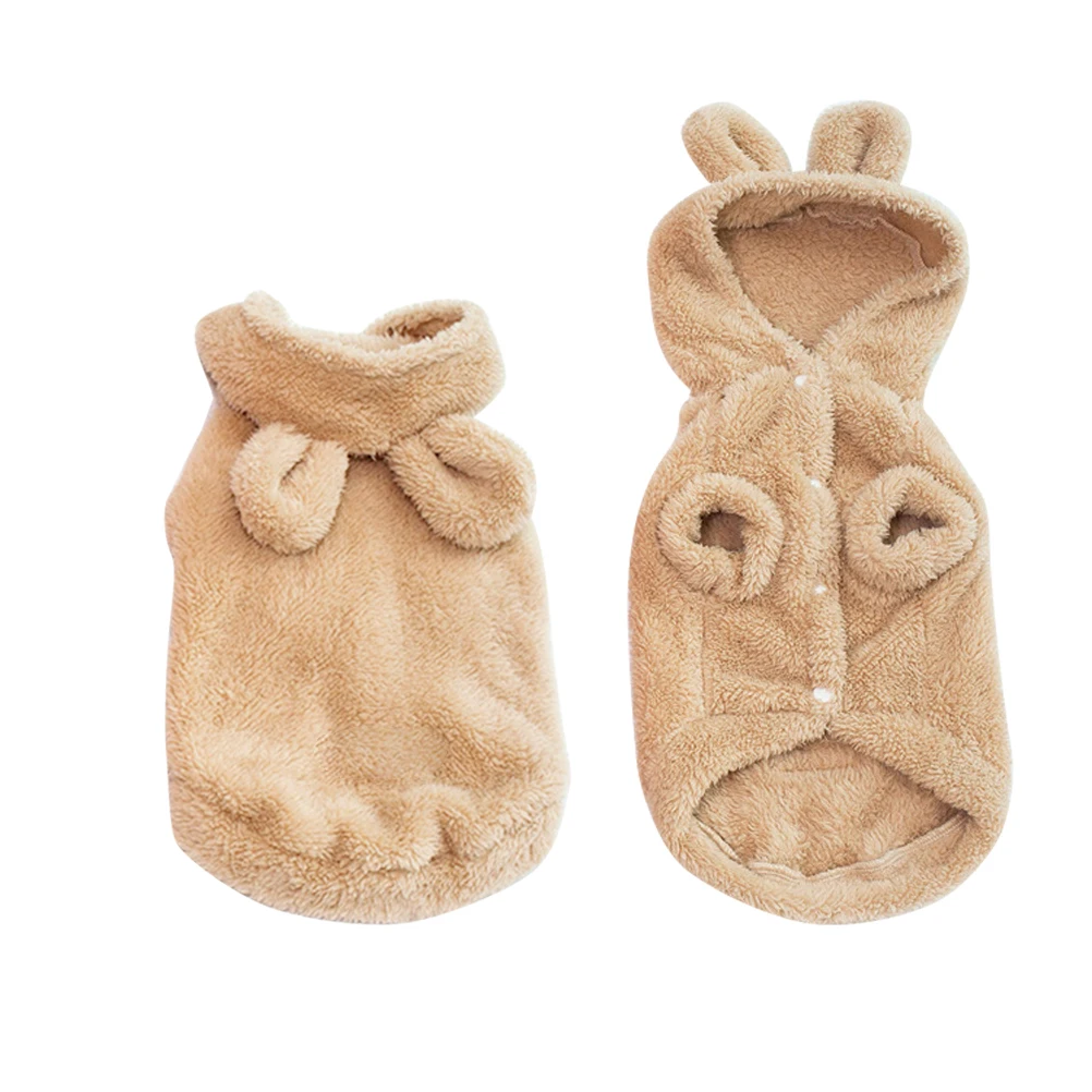 

Pet Dog Winter Clothes Bear Ears Hooded Sweater No Sleeve Fleece Warm Thickened for Outdoor Christmas Wear in Apricot Xl