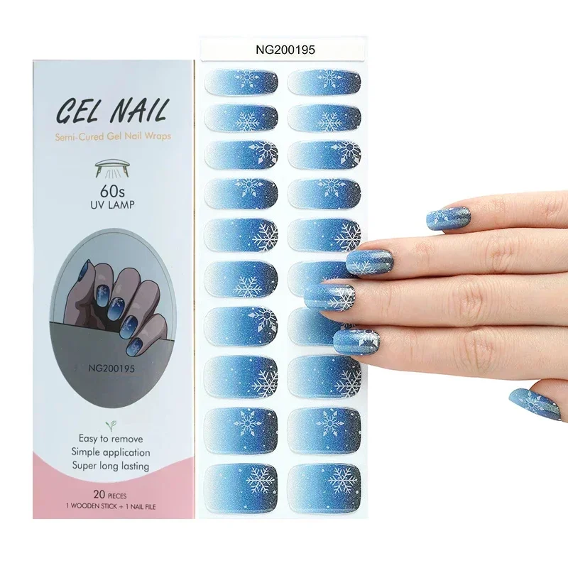 Semi Cured Gel Nail Stickers Long-lasting Cream Nail Strips Patch Slider Lamp Cured Decal Nail Dryer Machine UV LED Lamp Need