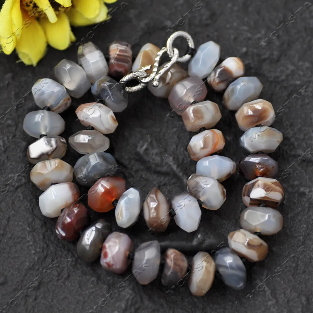 

MTC·STAR 18-дюймовое ожерелье из натурального агата с граненым сахарным кубиком и цветными ронделями, 15 мм (Z14141)