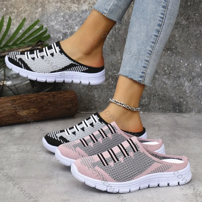 

Comemore легкие женские тапочки с круглым носком, мягкие домашние тапочки на плоской подошве, женские шлепанцы, черные повседневные туфли на плоской подошве с сеткой