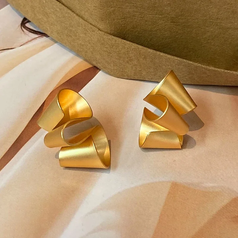 

Real 925 Sterling Silver 18K Gold Twisted Folded Geometric Stud Earring for Women Trendy Fine Jewelry Minimalist Accessories