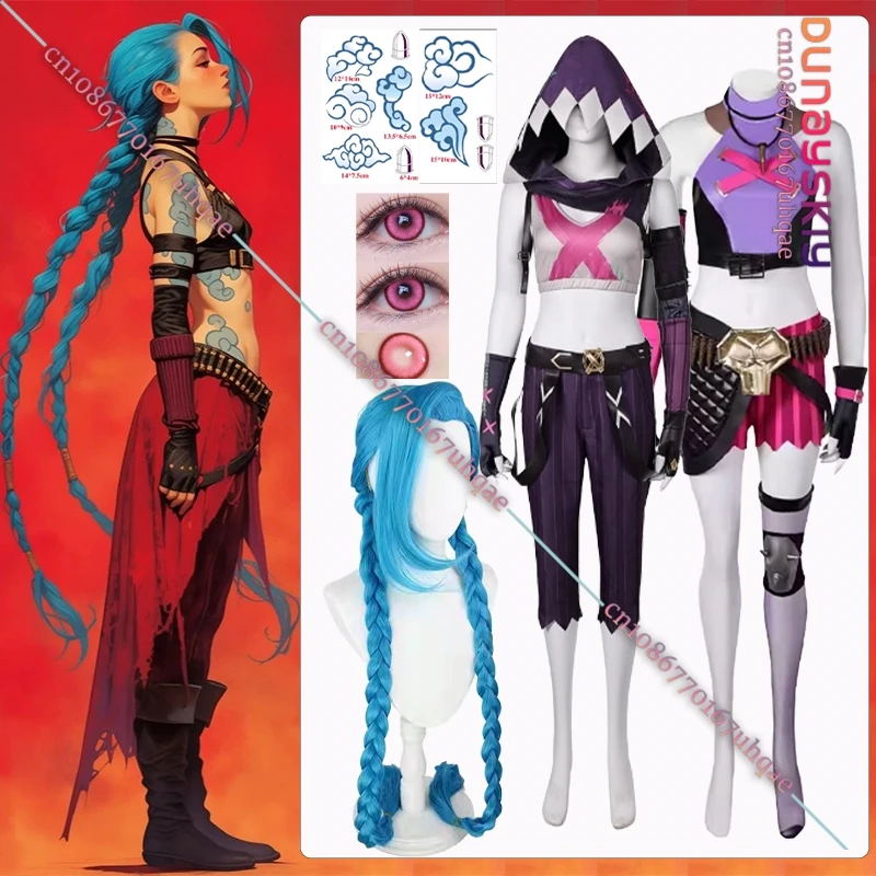 5Style-Jinx Cosplay Costume Anime Game LOL Arcane Role-playing Outfit Jinx Wig Accessory Clothes Full 2025 Halloween cos Uniform