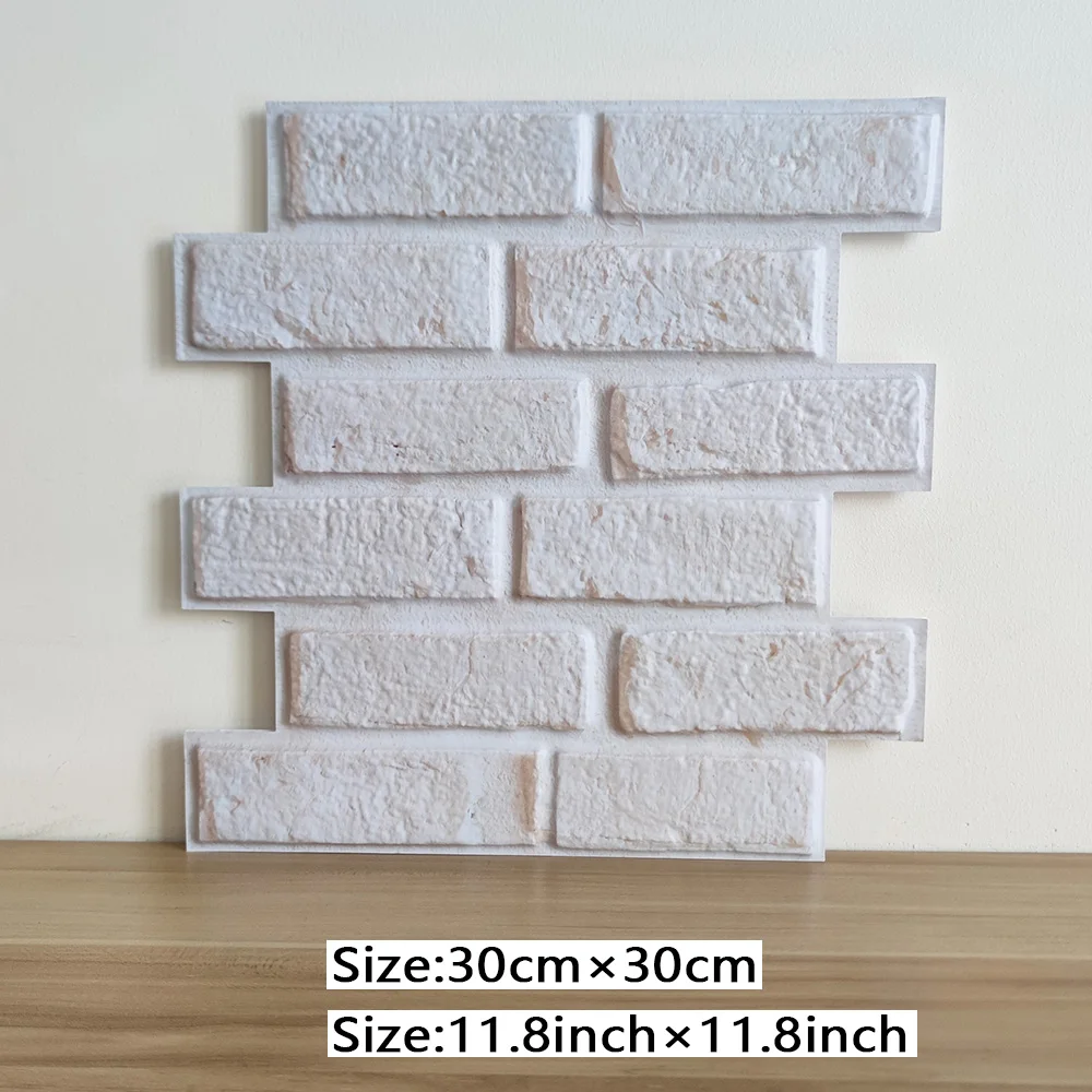 5/10PCS Self-Adhesive Waterproof Faux Brick White Wall Panels, Removable & Repositionable 3D PVC Tile, Hanging Decorative Tiles