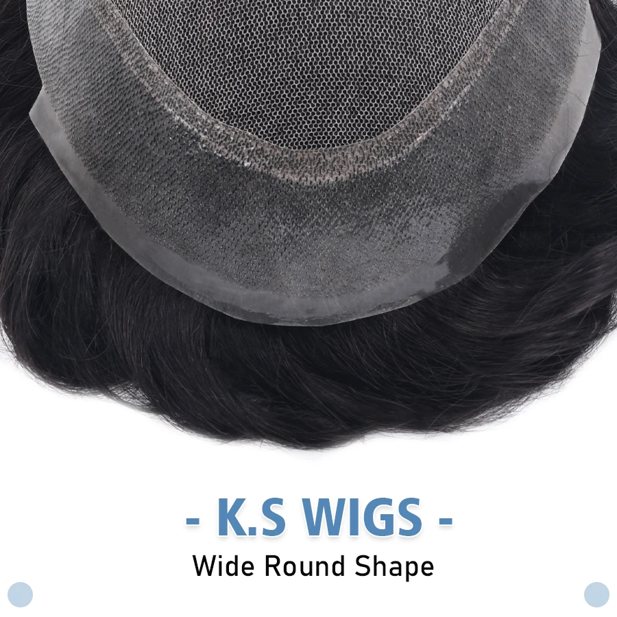 K.S WIGS-Natural Cabelo Humano Toupee para Homens, Skin Base Toupee, peruca suíça média, sistemas de substituição, peruca real, Austrália