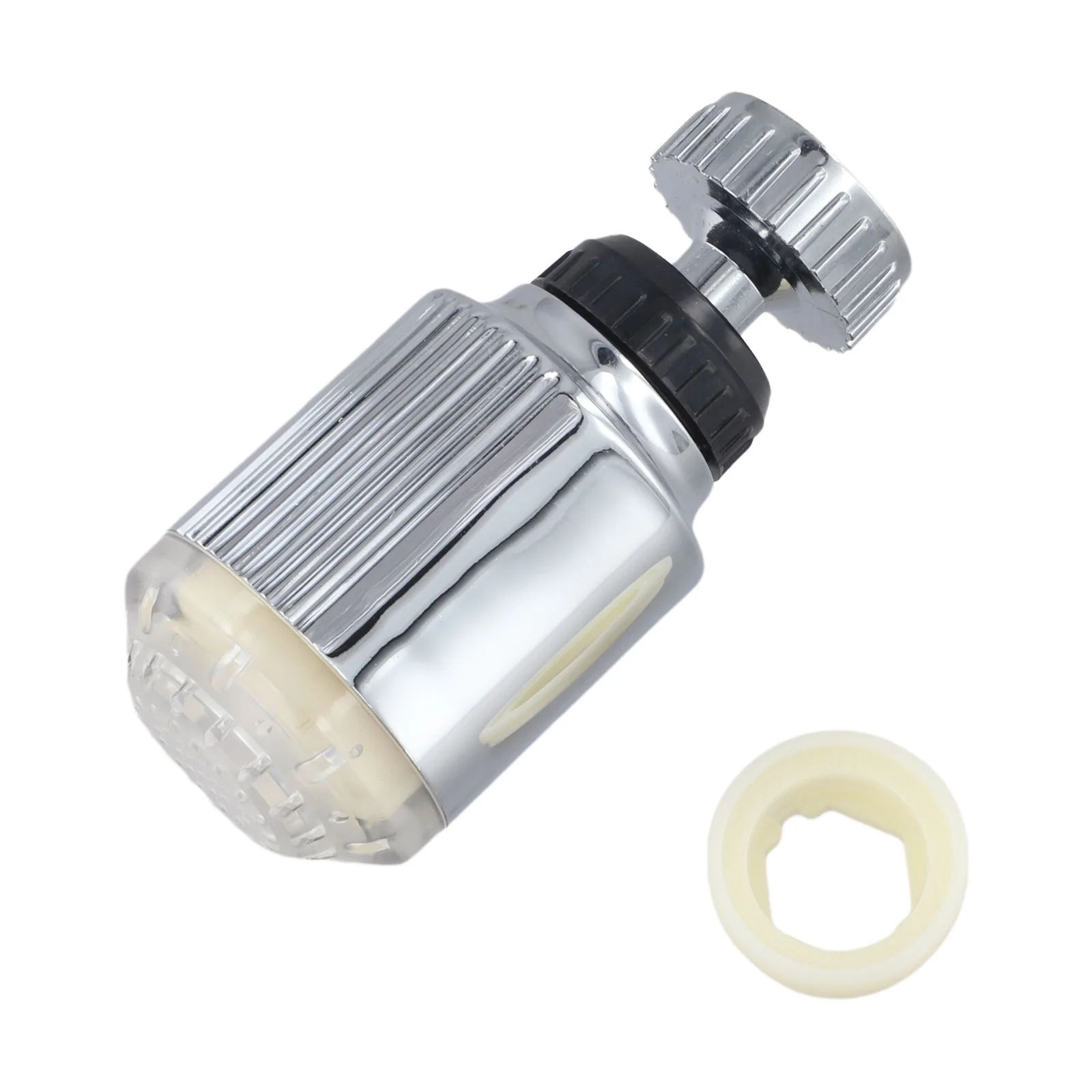 LED for tap Attachment for Kitchen Use with Temperature Responsive Color Change and 360 Degree Swivel for M22 Thread Sizes