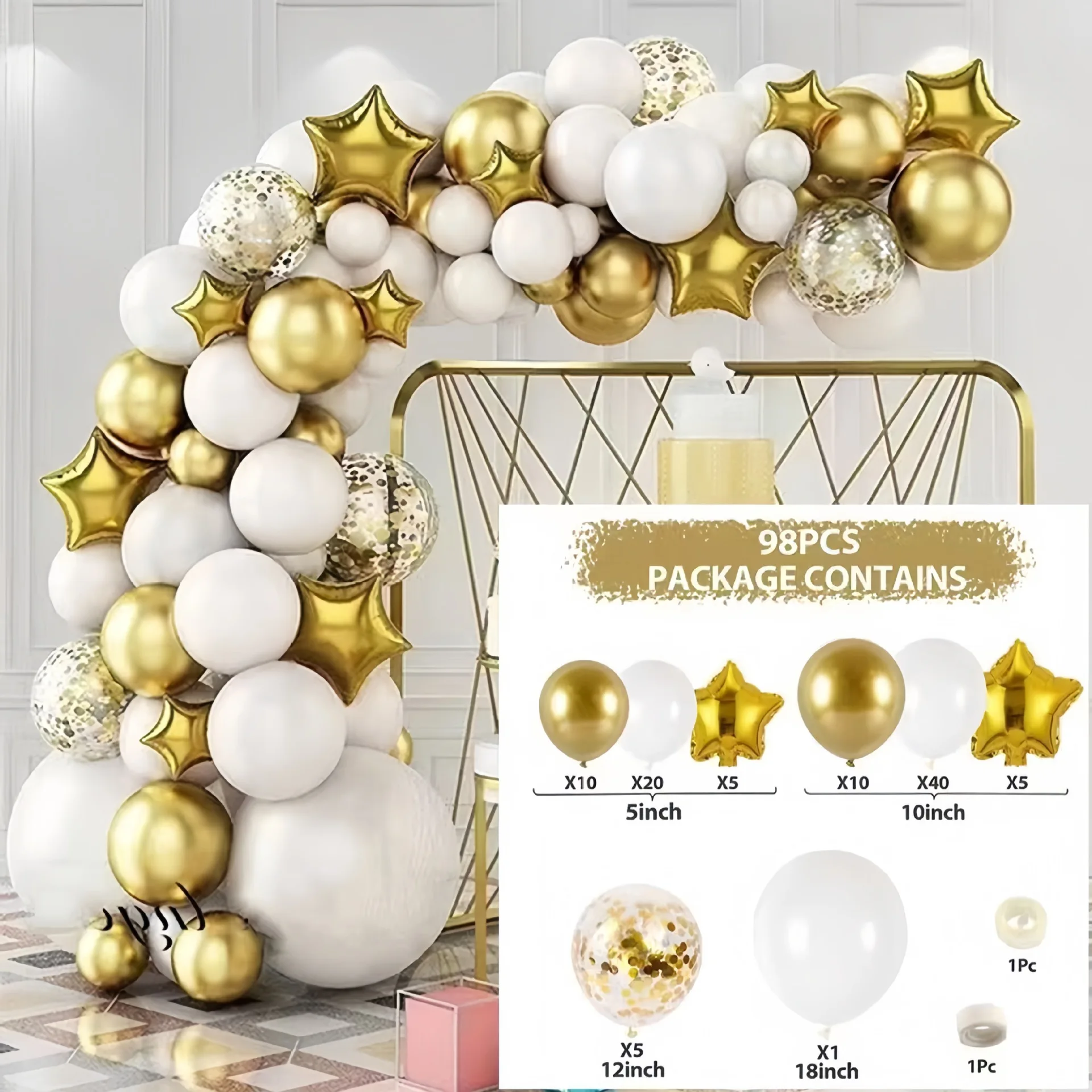 

1Set Golden Balloon Garland Arch Kit Happy Birthday Party Decorations Confetti Ballons Baby Shower Baloon Wedding Decor Globos