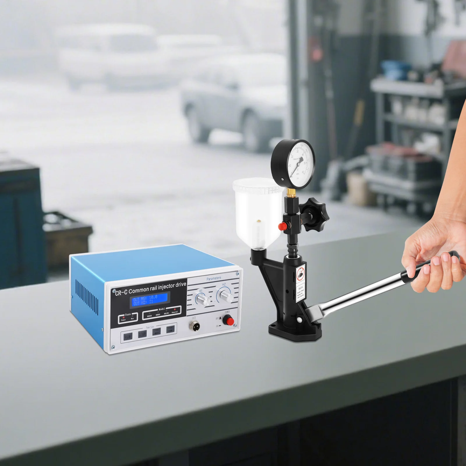 Kit de ferramentas testador de injetor diesel, testador multifuncional de injetor common rail CR-C s60h testador de bico de combustível 0-60mpa medidor de pressão