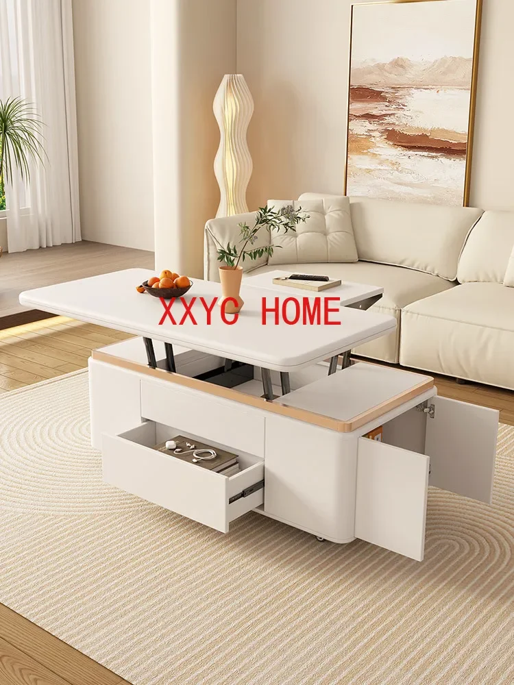Lifting Multifunctional Tea Table Home Folding Dining Table Living Room Light Luxury Modern Tea Table