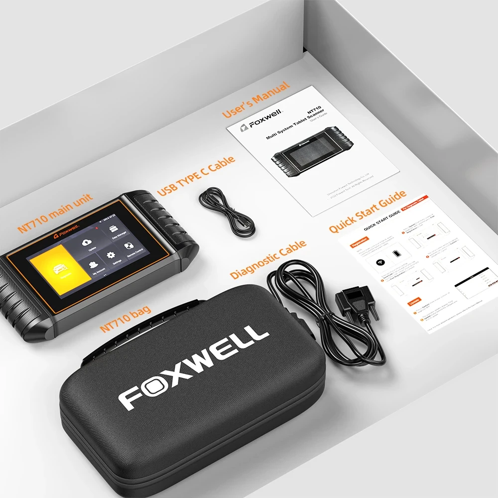 New FOXWELL NT710 Full System Car Diagnostic Tool Bidirectional Function OBD2 Scanner For 1 Car Brand Lifetime Free Update Tools