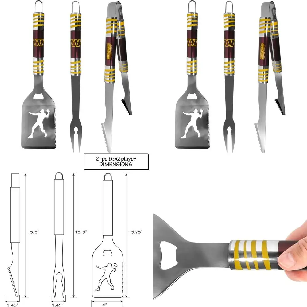 

Washington Commanders Tailgating BBQ Set, 3-Piece, Team-Colored Tools