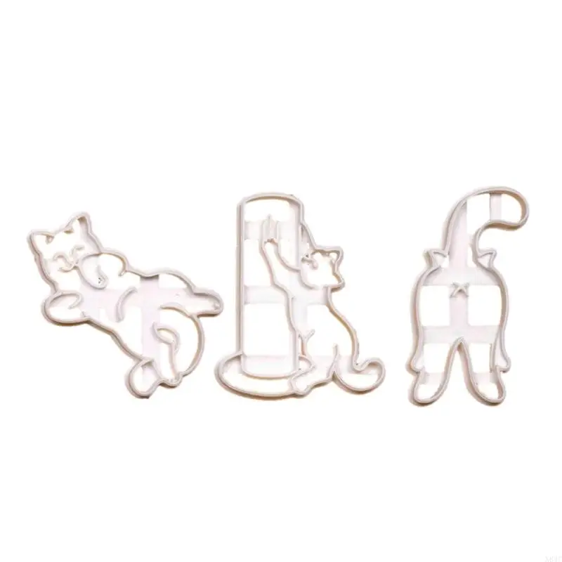 

N84C 3Pcs Cartoon Biscuit Mold Cookie Stamps Set for DIY Pastry Cake Baking