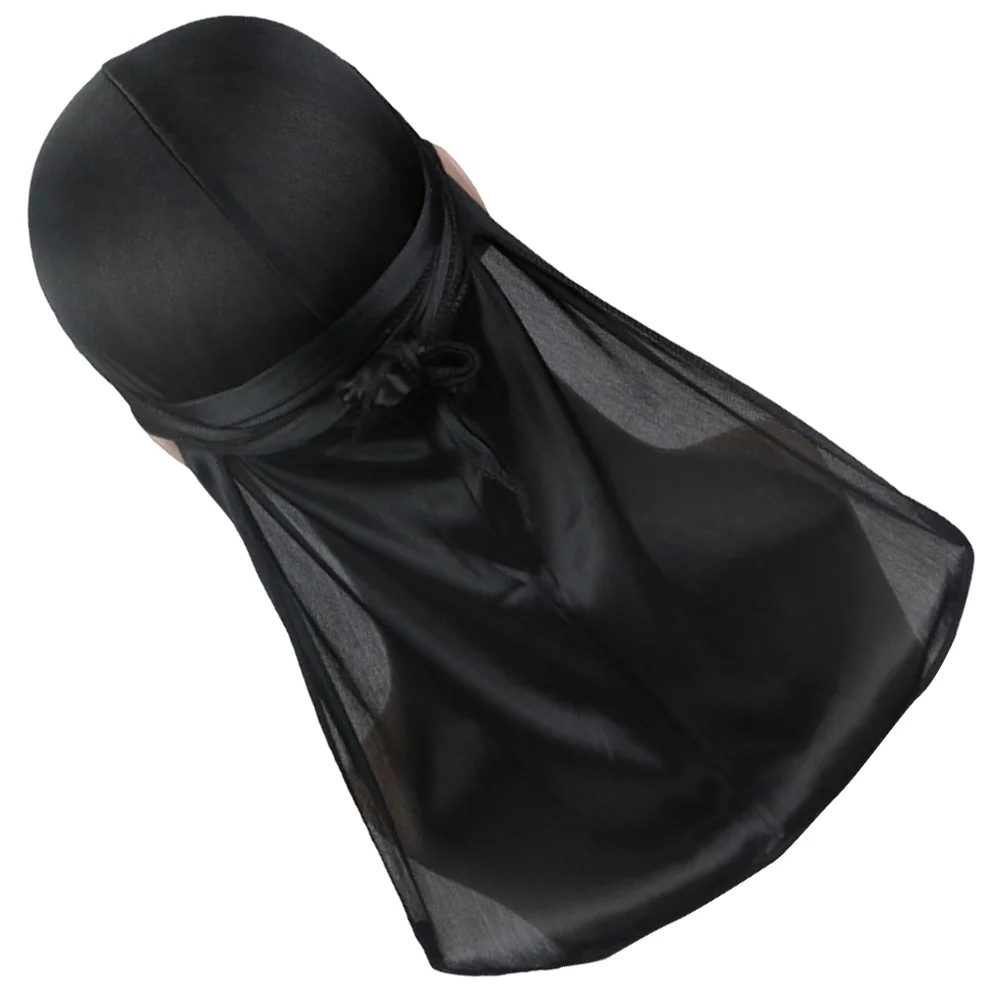 Durag Durags Silk Men Satin Tail Long Headwraps Silky Women Headscarf Cap Elastic Wrap Caps Head Hair Do Rags Headdress Sleeping