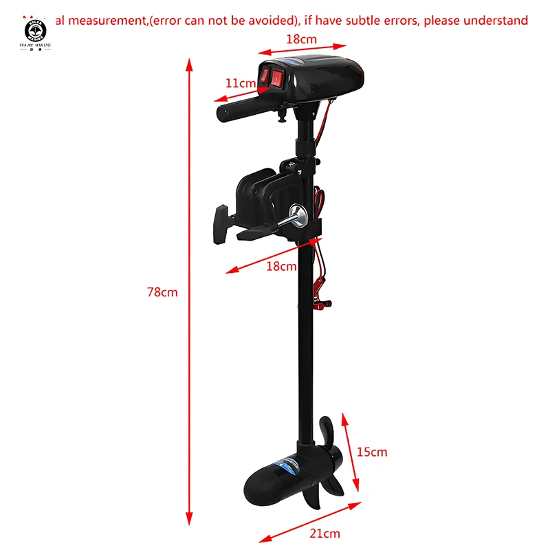 Electric Outboard Engine 18 LBS DC 12V Trolling Motor for Inflatable Fishing Boat Short Shaft Brush Motor Removable Accessories