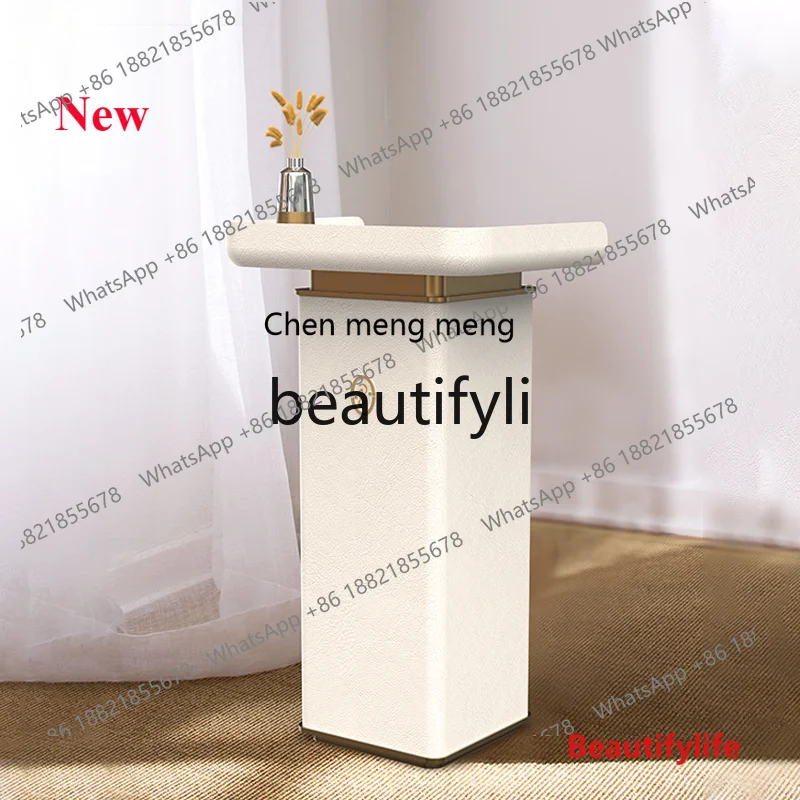 

2003 Leather reception table Light luxury company front desk Welcome desk Simple modern information desk Customization