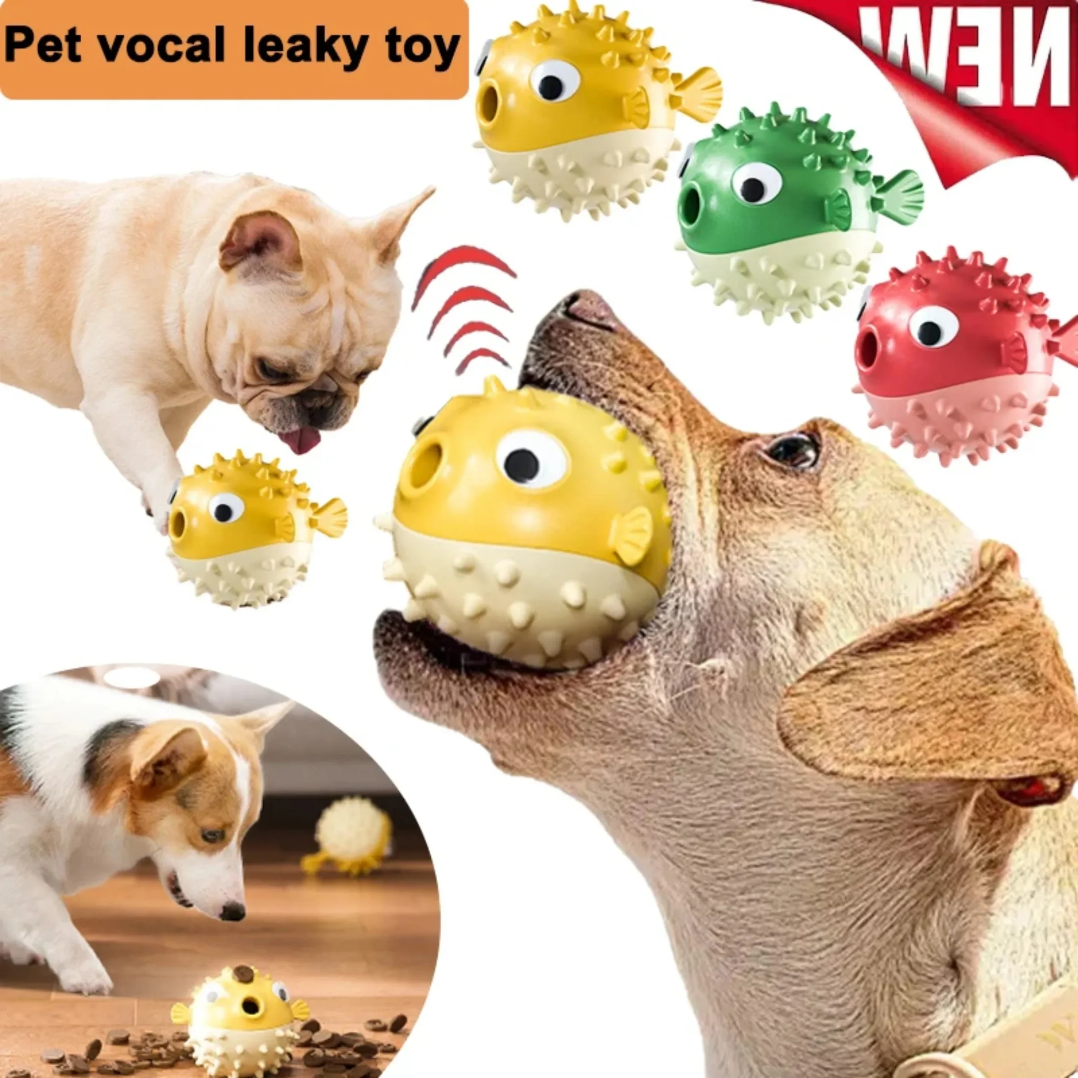 Pet Vocal Toys Leaky Food Design Clean Teeth, Grind Teeth, Bite Resistant Self-amusement Interactive Toys Release Pet Energy Toy