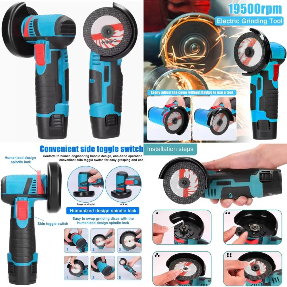 

Беспроводная угловая шлифовальная машина из 2 предметов с аккумуляторами 2x2600 мАч для полировки и резки металла, дерева - портативный станок для резки