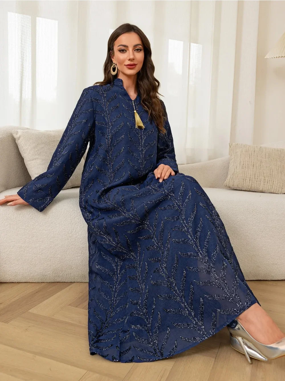 Eid broderie femmes Robe musulmane Abaya dubaï fête Caftan Jalabiya Ramadan robes robes Largos caftan arabe longue Robe 2025