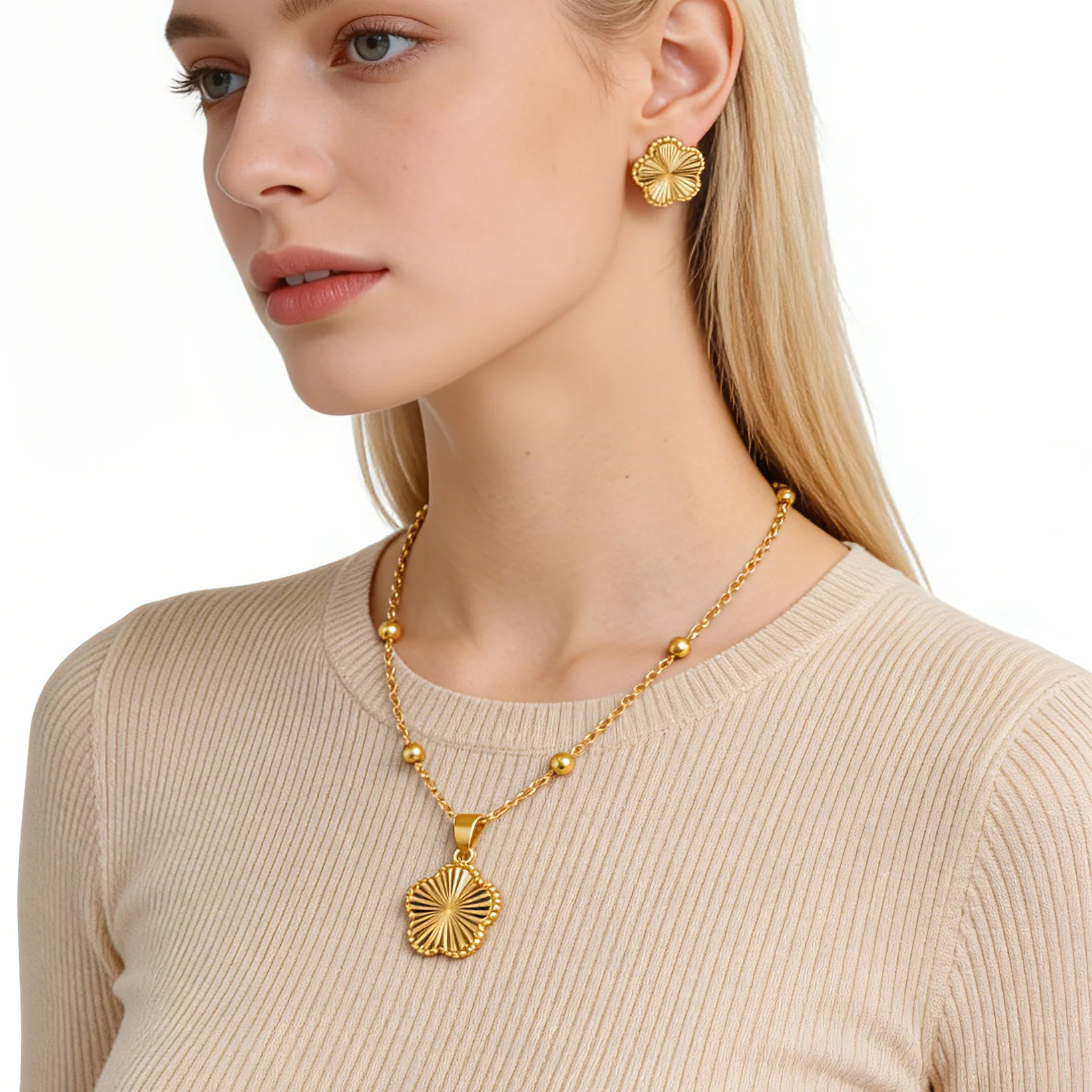 Romantisches 2-teiliges Schmuckset mit Anhänger, Halskette und Ohrringen, perfekt für Frauen, Bräute, Hochzeiten, Geschenke und Mädchen-Geburtstage – Detail 17