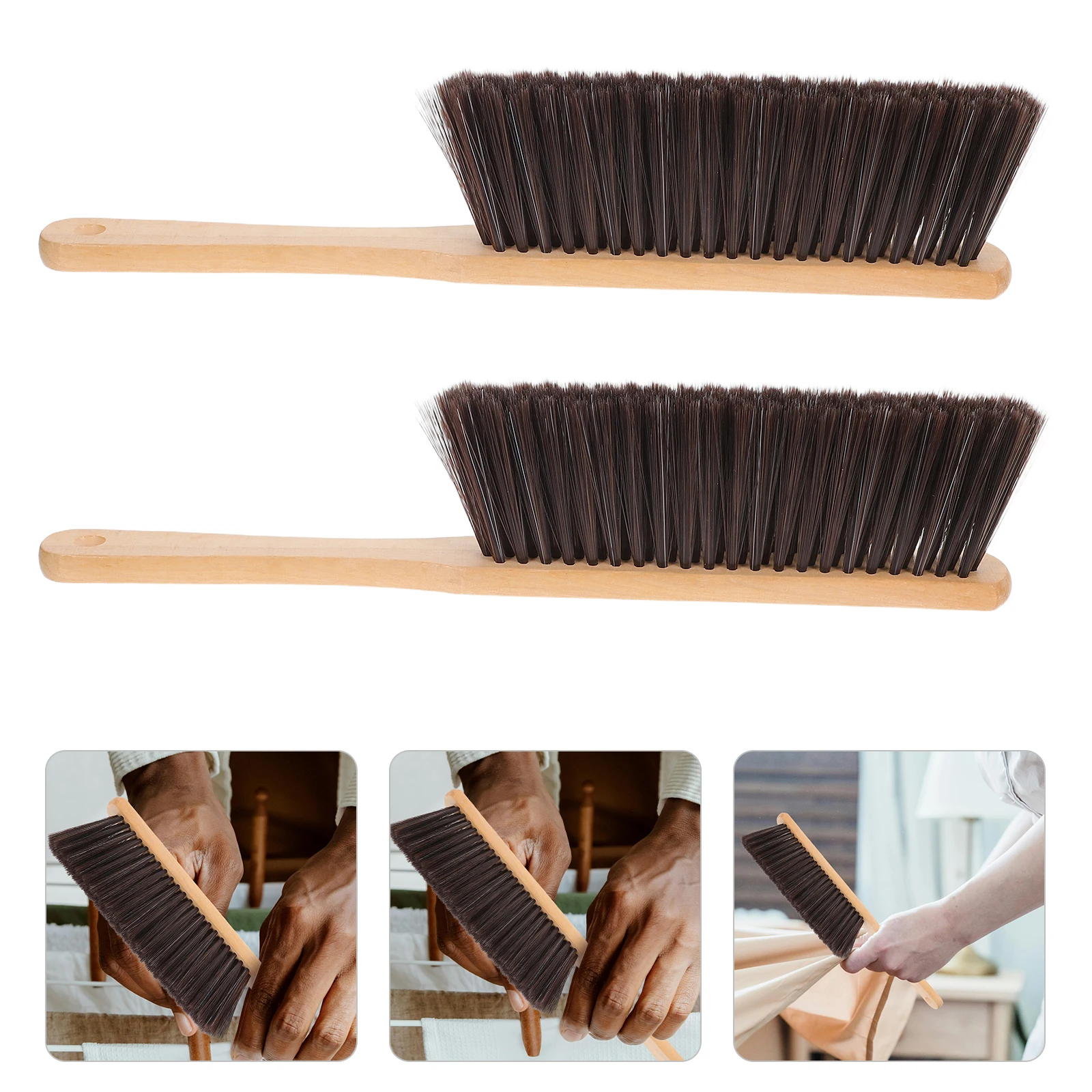 

2pcs Wooden Fireplace Brush Long Handle Ash Cleaning Tool Fine Bristles Sturdy For Home Commercial Use Gutter Brush Replacement