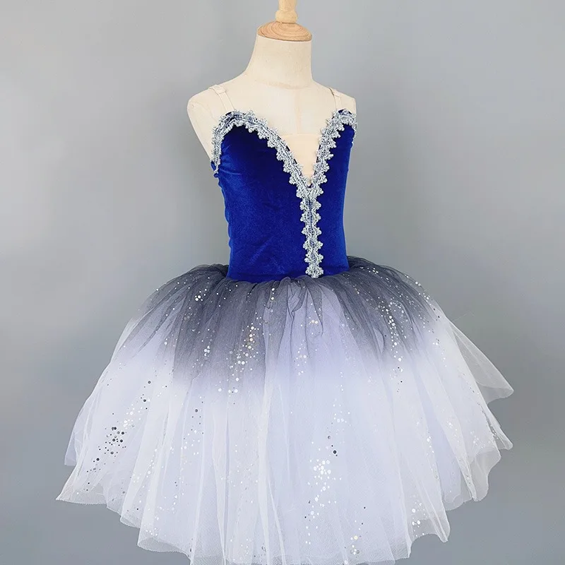 

Детское балетное платье, длинное шифоновое платье, костюм хора, костюм для выступлений, маленькая лебединая девочка, платье для современного танца