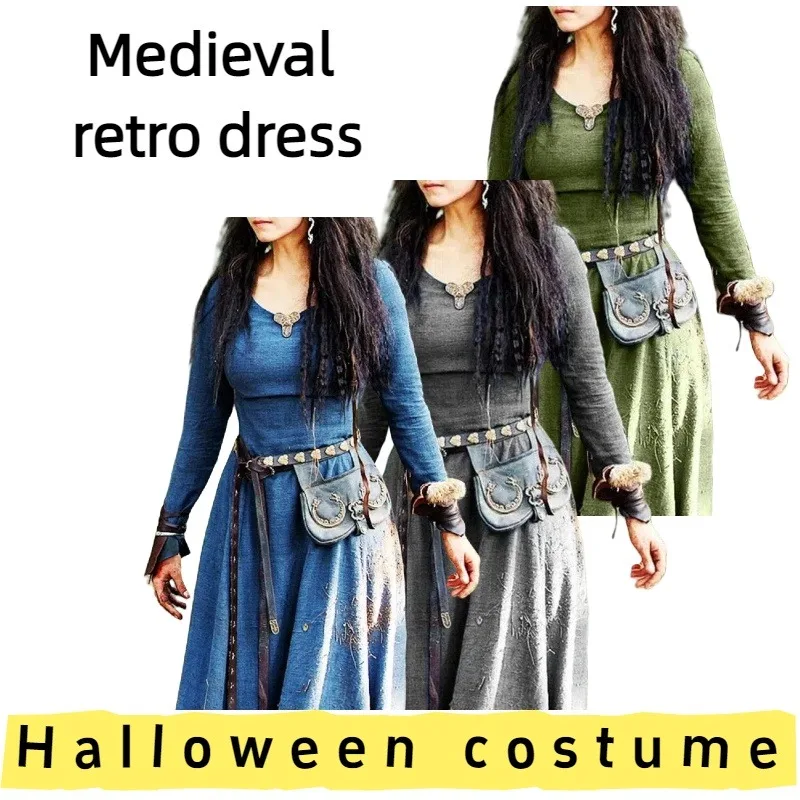 

Women's Medieval Renaissance Vintage Long Length Dress for Themed Events Historical Reenactments Cosplay Gatherings Formal