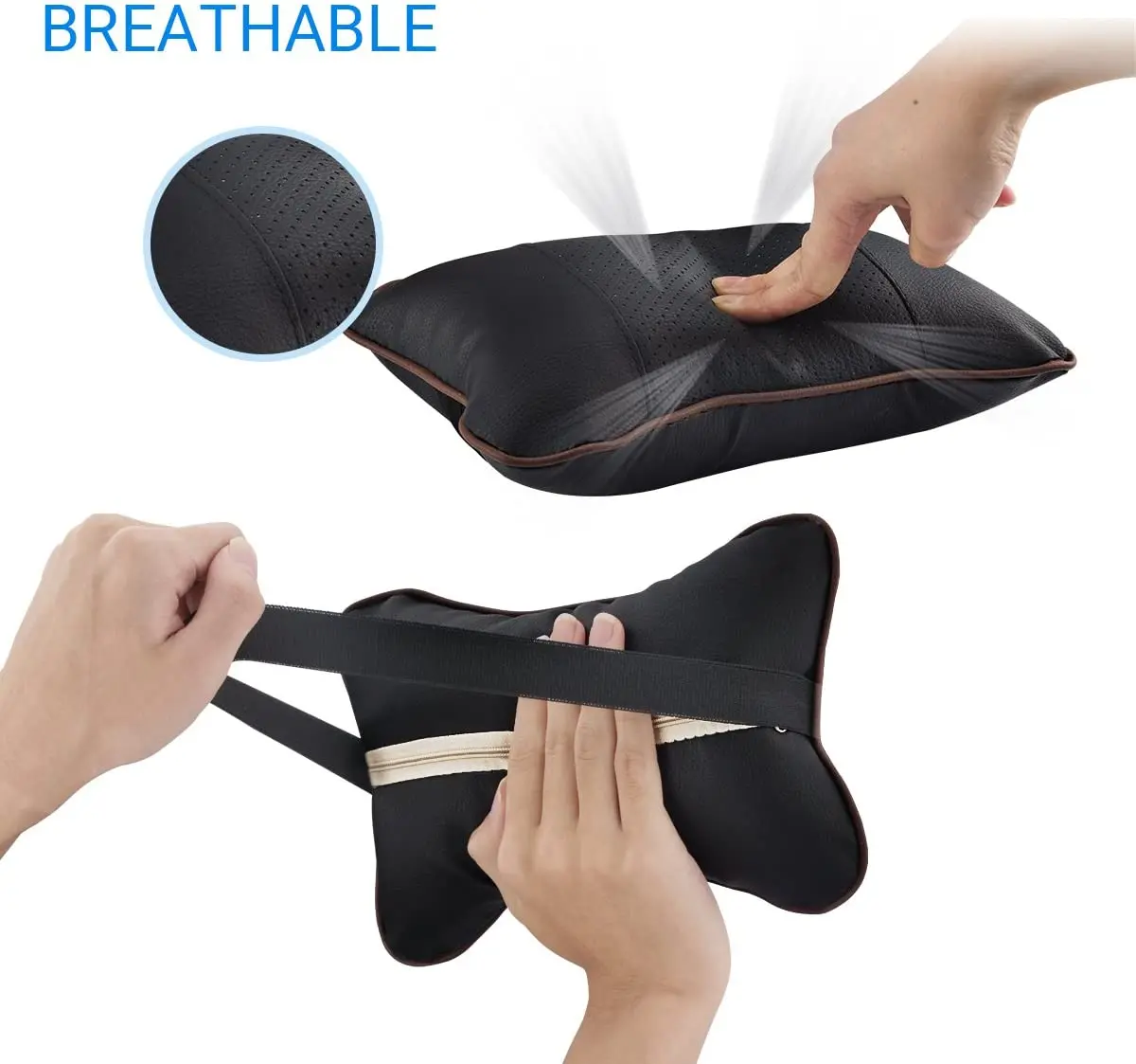 1pc Car Neck Pillows Pu Leather Head Support Universal Cushion  For Lexus Accessories Lumbar Support For Car Gaming Seat