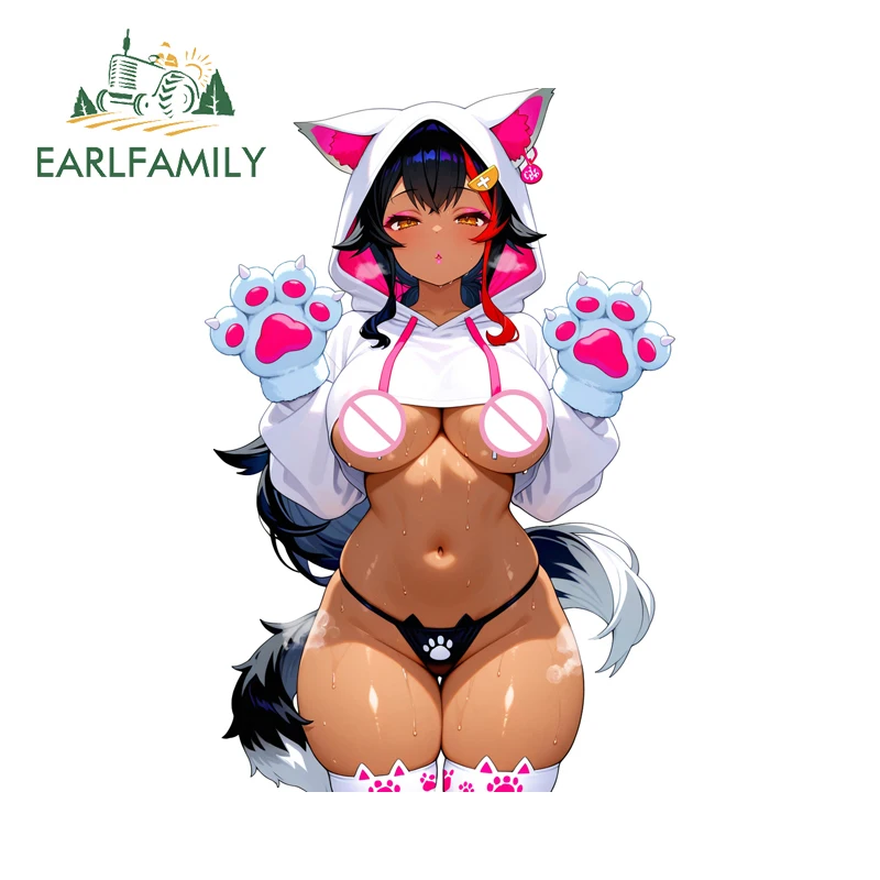 EARLFAMILY Hololive Loli Cosplay Car Accessories Sexy Love Chest Patch Kitten Costume Sticker Decal Vinyl Car Wrap Waifu Tumbler