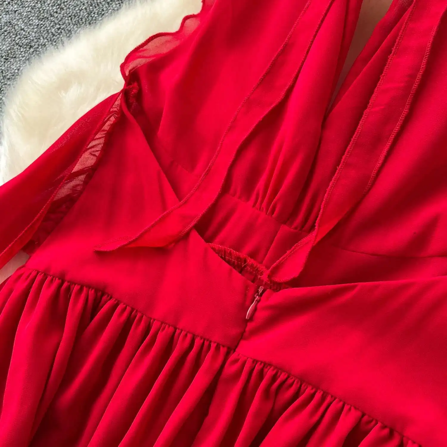 Frauen Sexy Chiffon Kleid Sommer V-ausschnitt Hängenden Hals Backless Split Strand Kleider Damen Schlank A-line Vintage Boho Lange Robe