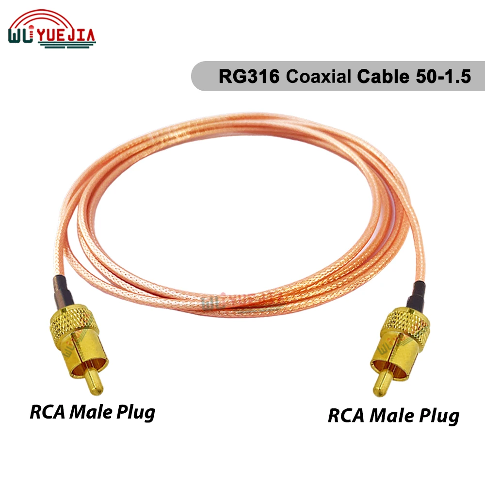 1Pcs RCA Male to RCA Male Plug Connector RG-316 50-1.5 RF Coaxial Cable For Audio AV Cable GPS Antenna Extension Adapter Cable