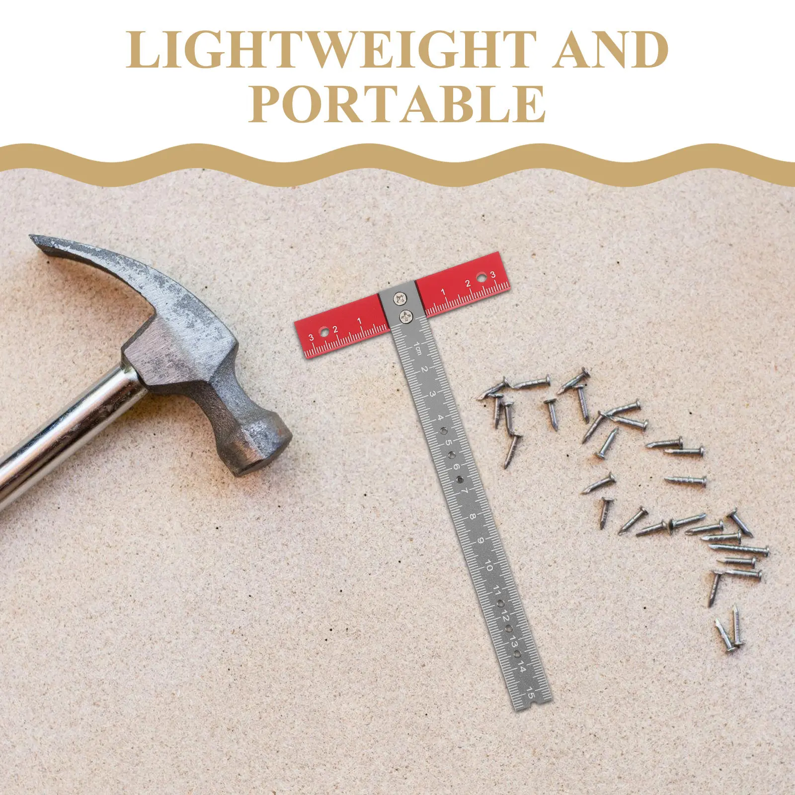 T Ruler Aluminum Alloy Precise Right Angle Measuring Tool Carpenter Woodworking Drafting Ruler Clear Scale Markings Lightweight view 3