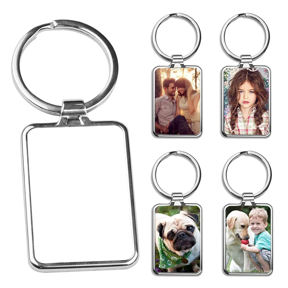 

10/5pcs Sublimation Blanks Keychains Metal Round Key Rings for Heat Press Rectangle Round 2 Shape