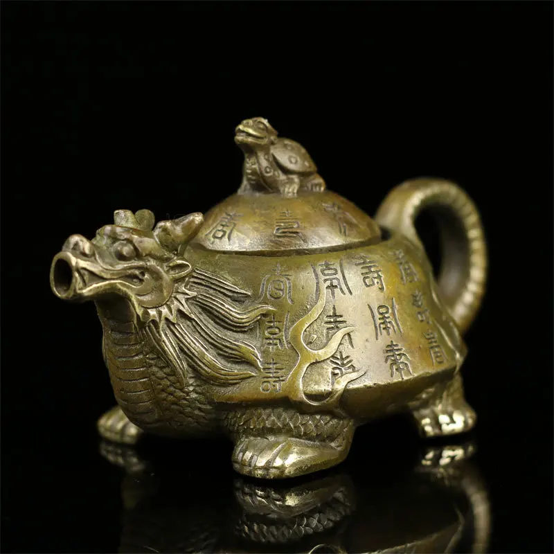 

Dragon Turtle Pot Pure Copper Longevity Turtle Pot Antique Style Pure Copper Pot Ornament Antique Imitation Aged Copperware Pure