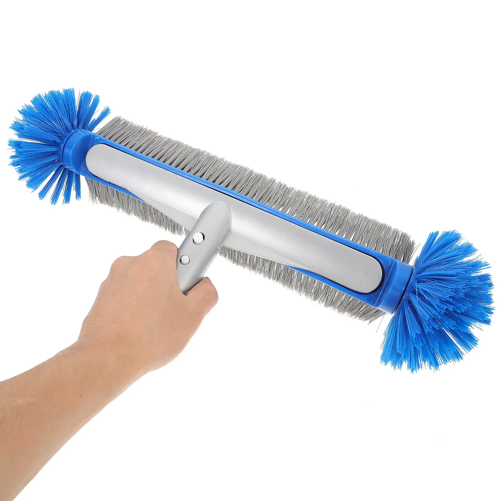 Pool Brush Head Heavy Duty Blue Reinforced Aluminium Back Ergonomic Handle Swimming Pool Cleaning Brush Concrete Tile Fiberglass